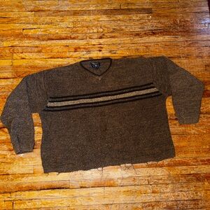 American Eagle Outfitters V-Neck Brown Sweater. distressed